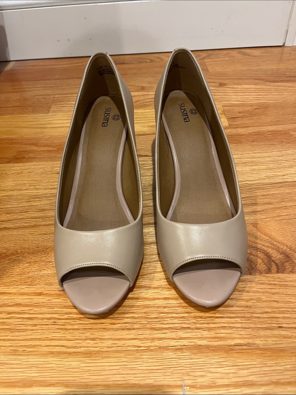 Susina Taupe Peep-Toe Heels